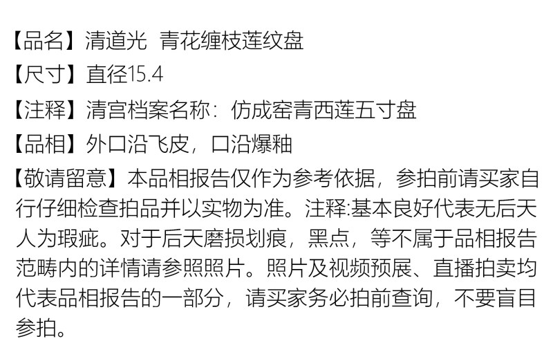 清道光 青花缠枝莲纹盘 - 图2