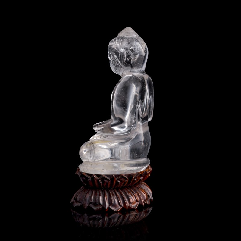 十八世紀 水晶佛像（附硬木座） | A Chinese crystal Buddha, 18th century - 图3