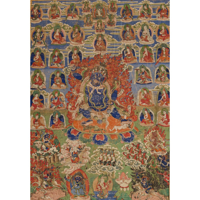 十八世紀 六臂瑪哈嘎拉唐卡 | A Tibetan Mahakala Thangka, 18th century - 图2