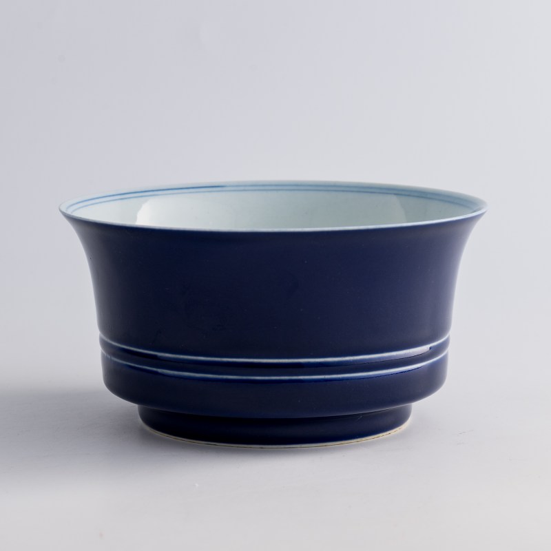 清雍正 霽藍釉弦紋盉碗 | A Chinese sacrificial-blue-glazed ribbed he-form bowl, Yongzheng period, Qing dynasty - 图2