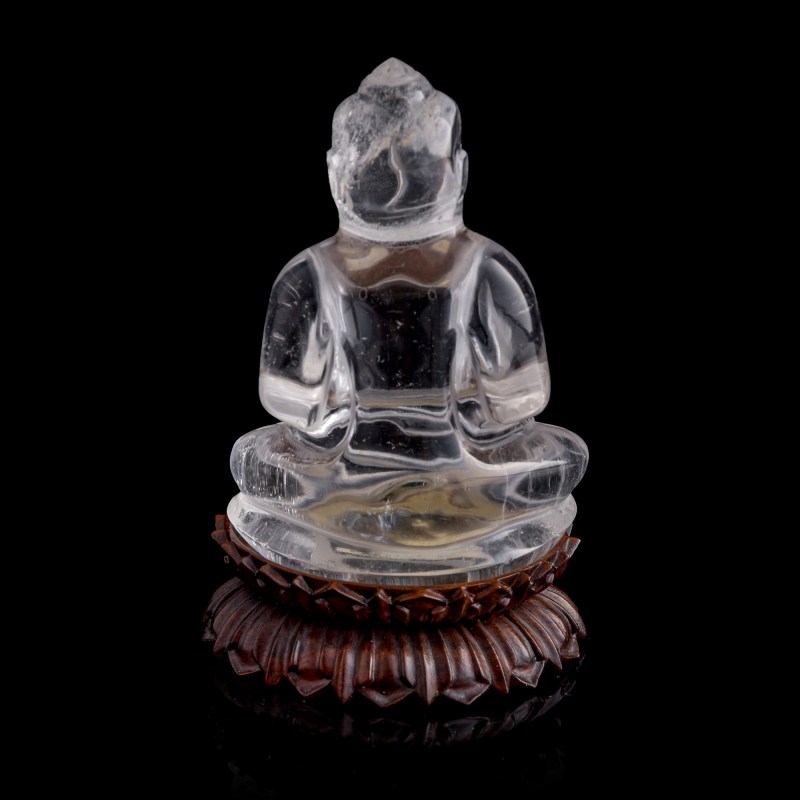 十八世紀 水晶佛像（附硬木座） | A Chinese crystal Buddha, 18th century - 图4
