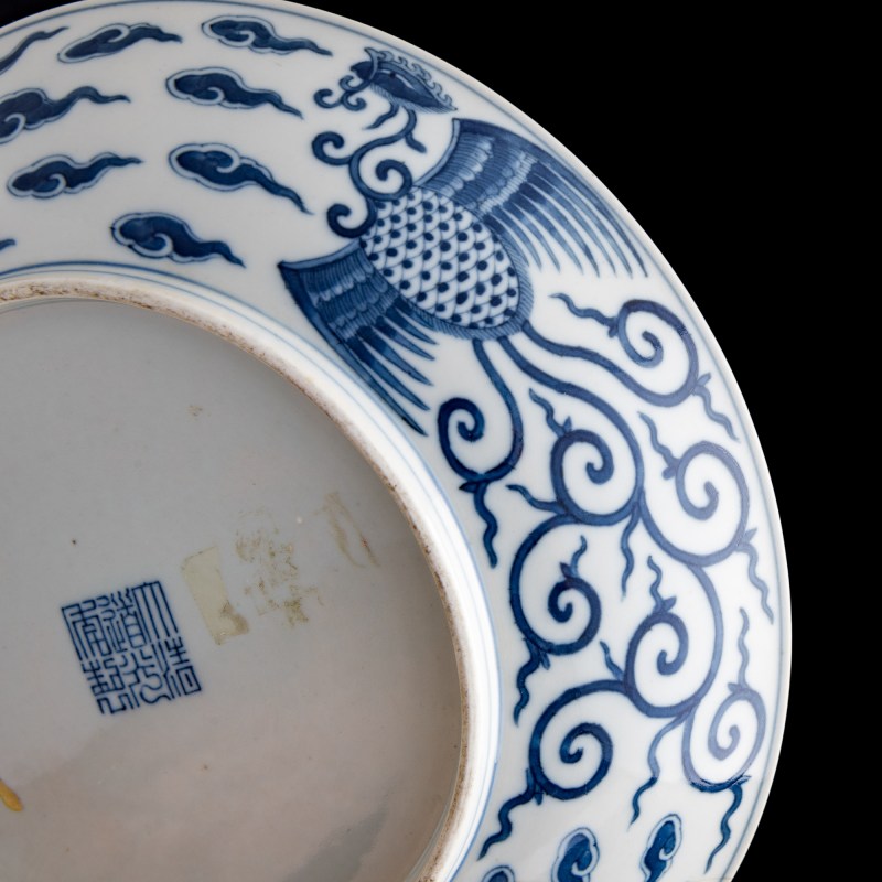 清道光 青花雙鳳紋盤 | A Chinese blue and white 'double phoenix' dish, Daoguang period, Qing dynasty - 图6