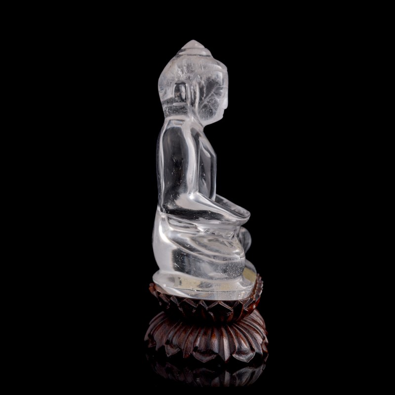 十八世紀 水晶佛像（附硬木座） | A Chinese crystal Buddha, 18th century - 图5