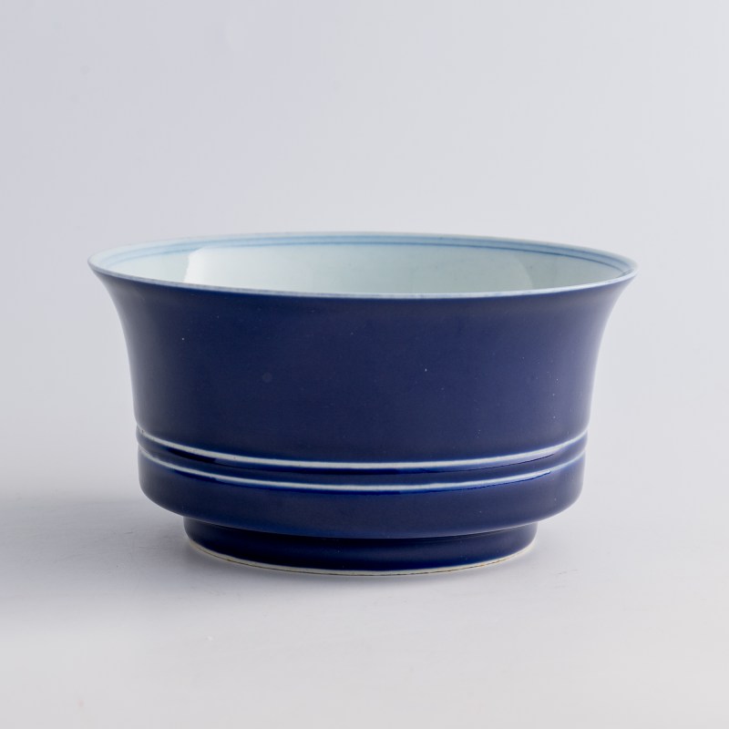 清雍正 霽藍釉弦紋盉碗 | A Chinese sacrificial-blue-glazed ribbed he-form bowl, Yongzheng period, Qing dynasty - 图4
