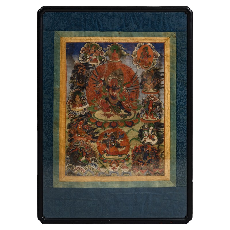 清代 藏傳六臂大黑天唐卡 | A Tibetan six-armed Mahakala thangka, Qing dynasty