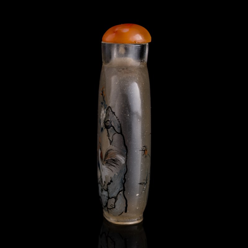 周樂元 內畫花鳥蟲草鼻烟壺 | A Chinese inside-painted 'rooster' snuff bottle, signed Zhou Leyuan, dated 1892 - 图2
