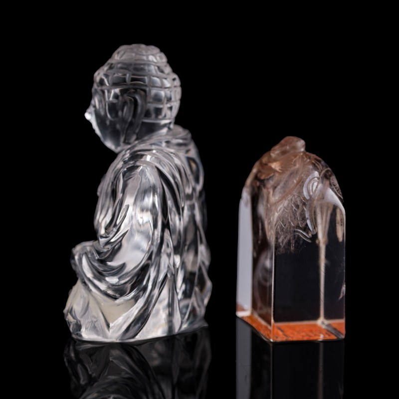 十九世紀 水晶印章及彌勒佛 | A Chinese crystal seal and Maitreya figure, 19th century - 图2