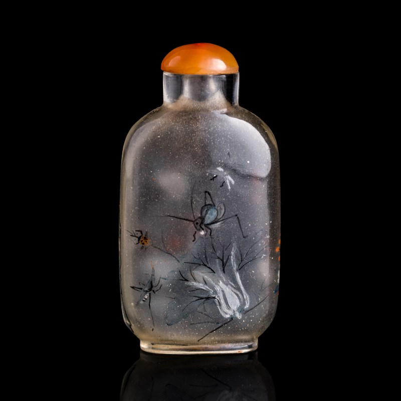 周樂元 內畫花鳥蟲草鼻烟壺 | A Chinese inside-painted 'rooster' snuff bottle, signed Zhou Leyuan, dated 1892 - 图3