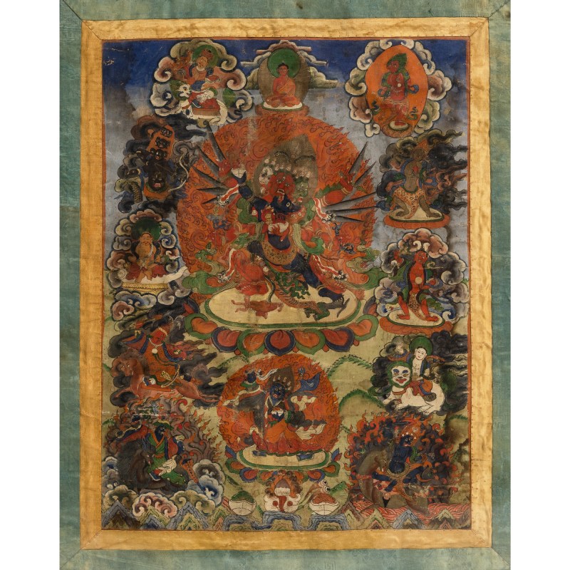 清代 藏傳六臂大黑天唐卡 | A Tibetan six-armed Mahakala thangka, Qing dynasty - 图2
