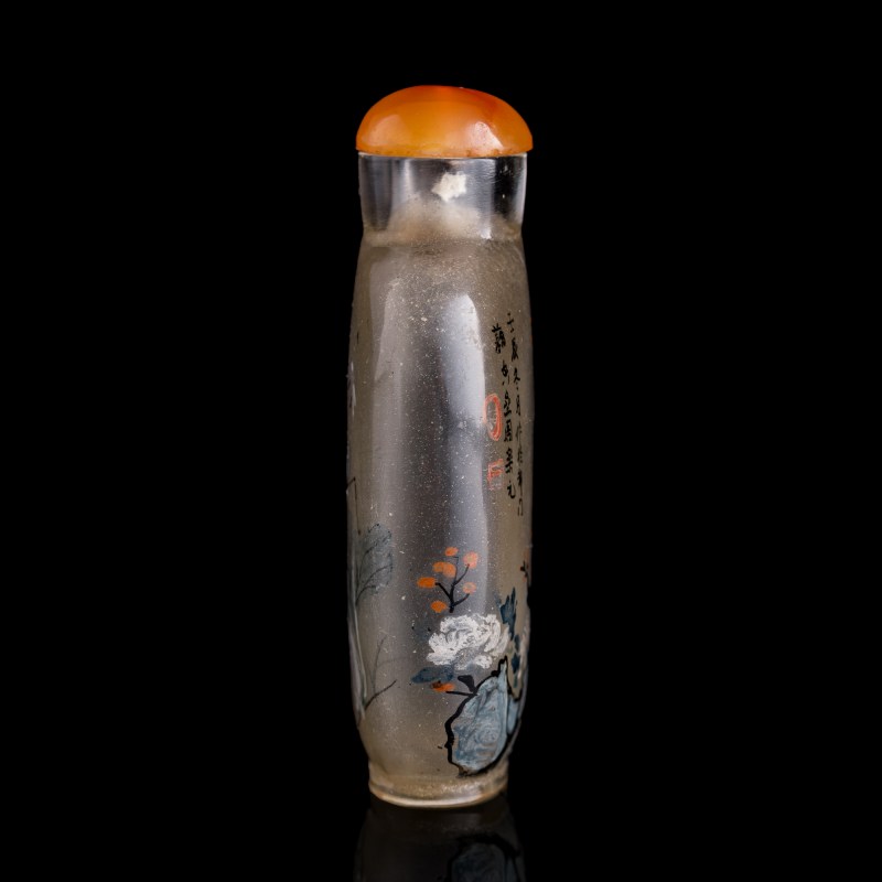 周樂元 內畫花鳥蟲草鼻烟壺 | A Chinese inside-painted 'rooster' snuff bottle, signed Zhou Leyuan, dated 1892 - 图4