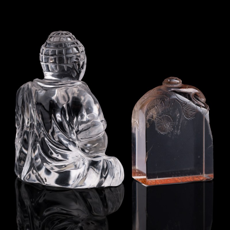 十九世紀 水晶印章及彌勒佛 | A Chinese crystal seal and Maitreya figure, 19th century - 图3
