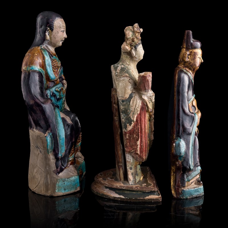 明代 陶塑人物三尊 | Three Chinese pottery figures, Ming dynasty - 图4
