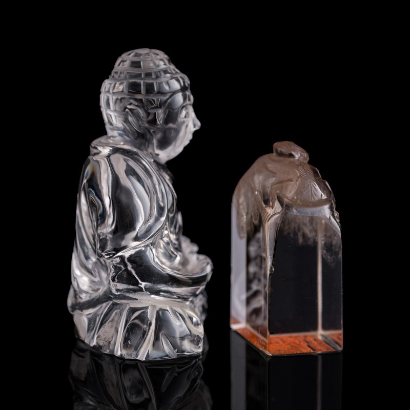 十九世紀 水晶印章及彌勒佛 | A Chinese crystal seal and Maitreya figure, 19th century - 图4