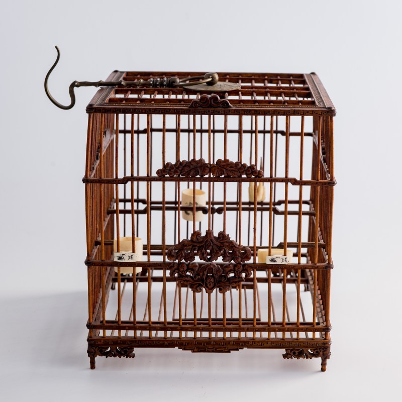 民國 竹雕方形鳥籠 | A Chinese bamboo birdcage, Republic period - 图2