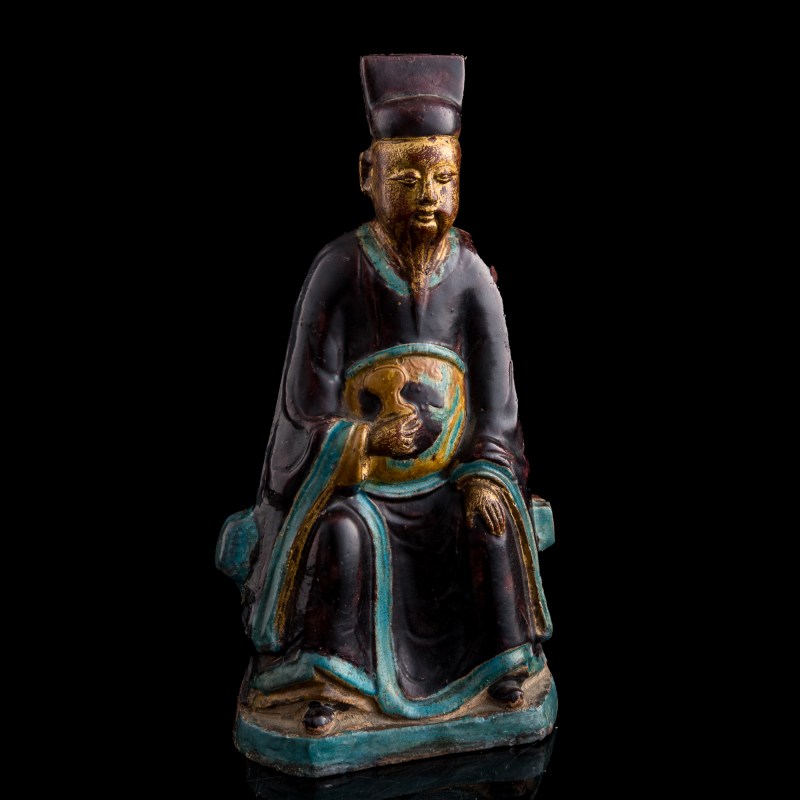 明代 陶塑人物三尊 | Three Chinese pottery figures, Ming dynasty - 图5