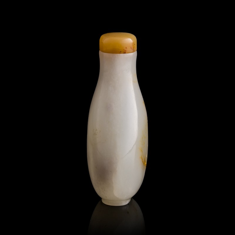 十九世紀早 白玉留皮鼻烟壺 | A Chinese white jade russet-skin snuff bottle, early 19th century - 图4