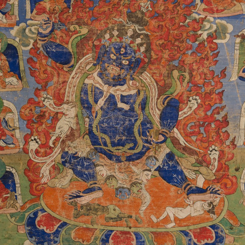 十八世紀 六臂瑪哈嘎拉唐卡 | A Tibetan Mahakala Thangka, 18th century - 图4