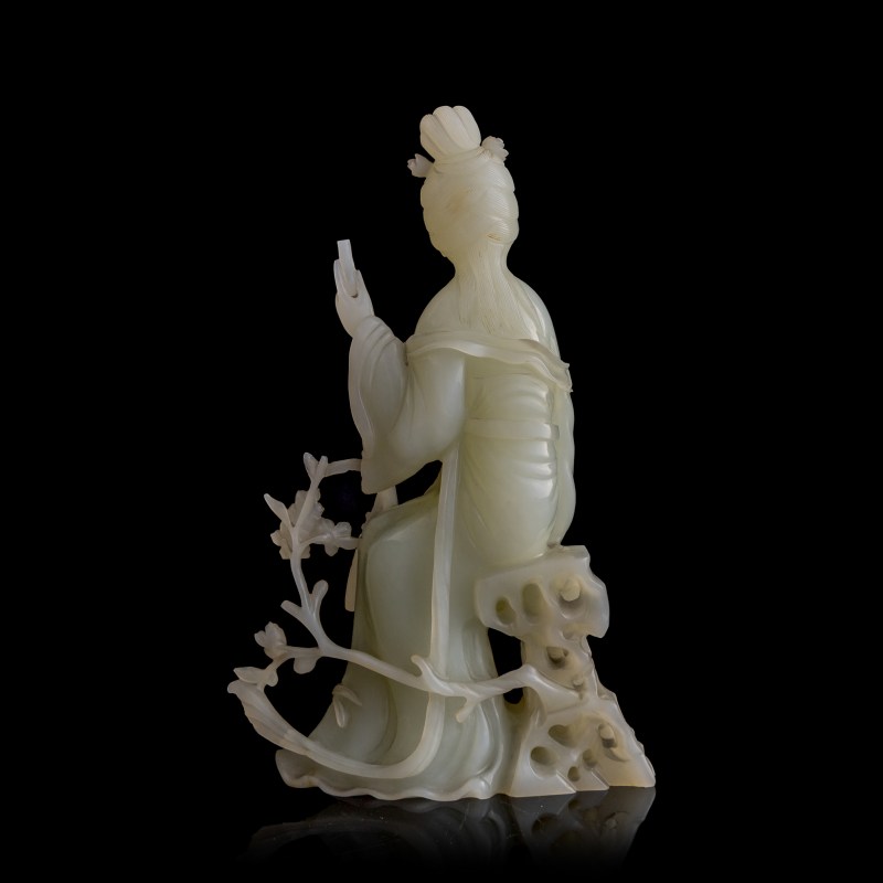 十九世紀 白玉雕黛玉坐像 | A Chinese white jade carving of Lin Daiyu, 19th century - 图3