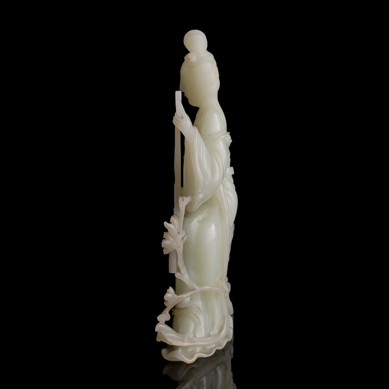 十九世紀 白玉雕黛玉坐像 | A Chinese white jade carving of Lin Daiyu, 19th century - 图4
