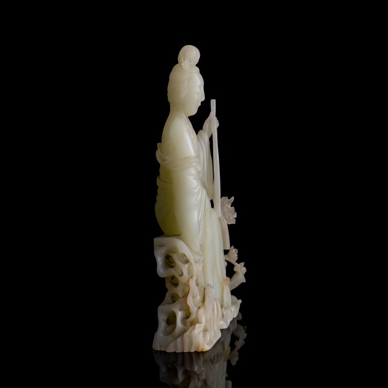十九世紀 白玉雕黛玉坐像 | A Chinese white jade carving of Lin Daiyu, 19th century - 图5