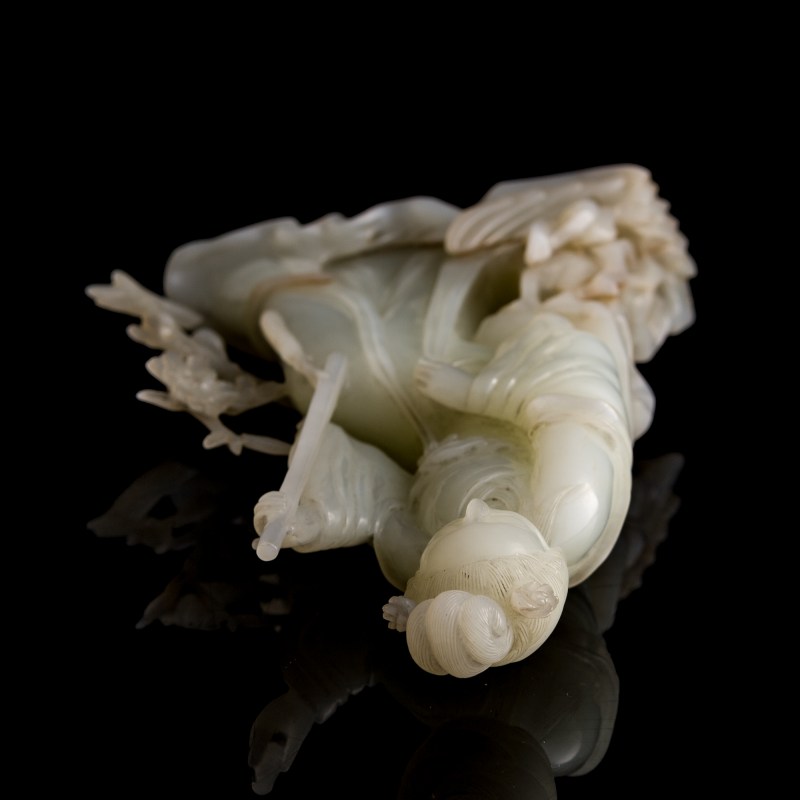 十九世紀 白玉雕黛玉坐像 | A Chinese white jade carving of Lin Daiyu, 19th century - 图6