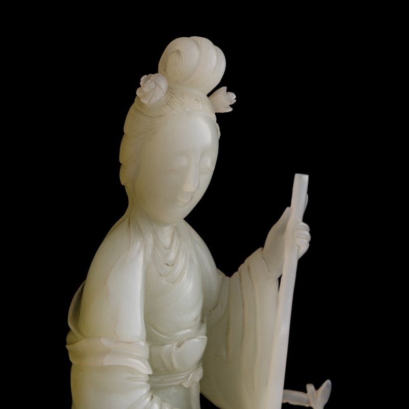 十九世紀 白玉雕黛玉坐像 | A Chinese white jade carving of Lin Daiyu, 19th century - 图8