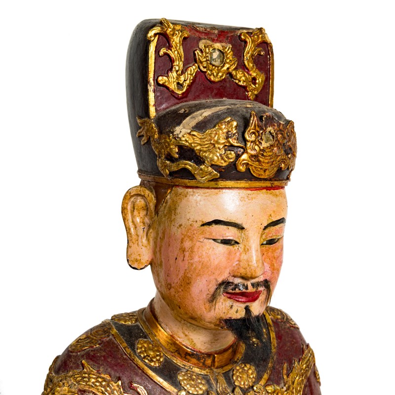 十八世紀 木雕漆金文昌坐像 | A Chinese gilt-lacquered wood seated figure of Wenchang, 18th century - 图2