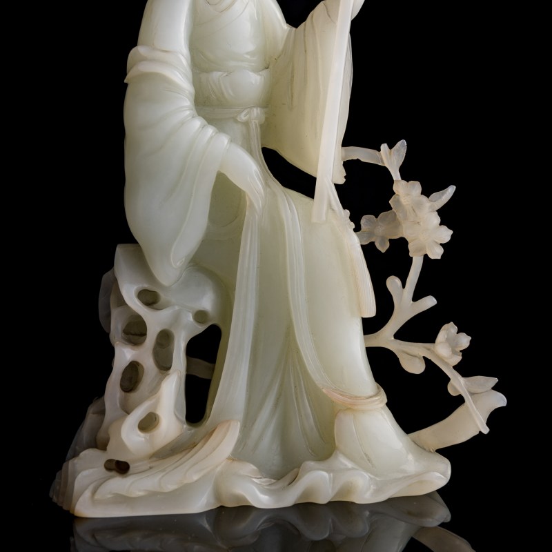 十九世紀 白玉雕黛玉坐像 | A Chinese white jade carving of Lin Daiyu, 19th century - 图9