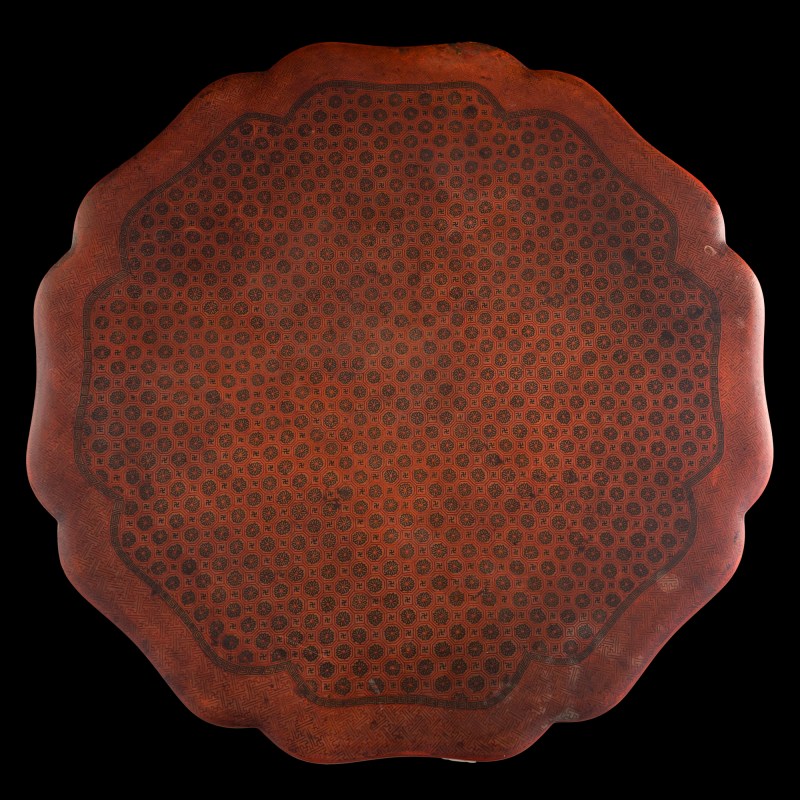 清乾隆 漆繪錦地紋葵形捧盒 | A Chinese painted lacquer 'brocade-pattern' lobed box, Qianlong period, Qing dynasty - 图5