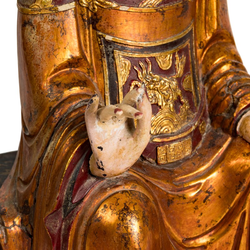十八世紀 木雕漆金文昌坐像 | A Chinese gilt-lacquered wood seated figure of Wenchang, 18th century - 图3