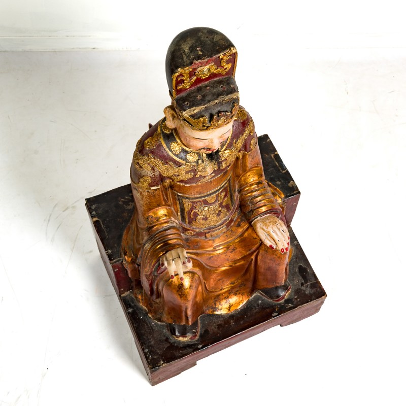 十八世紀 木雕漆金文昌坐像 | A Chinese gilt-lacquered wood seated figure of Wenchang, 18th century - 图10