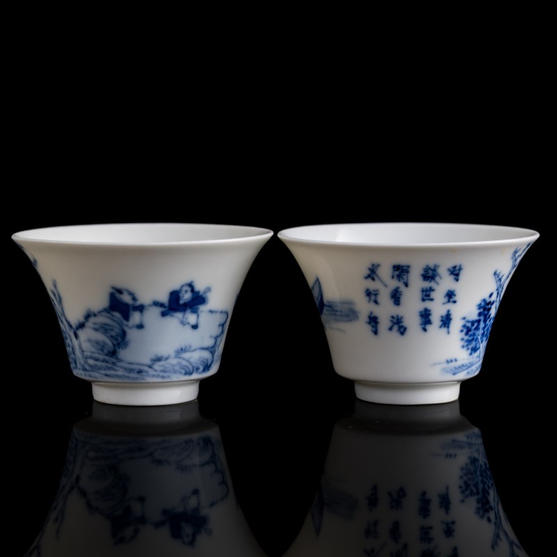 十九世紀 越南青花杯、盤三件 | Three Vietnamese blue and white (Bleu de Hue) cups and dishes, Nguyen dynasty (19th century) - 图3