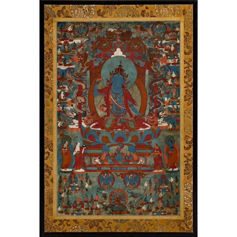 十八世紀 不動如來唐卡鏡框 | A Tibetan thangka of Akshobhya Buddha, 18th century