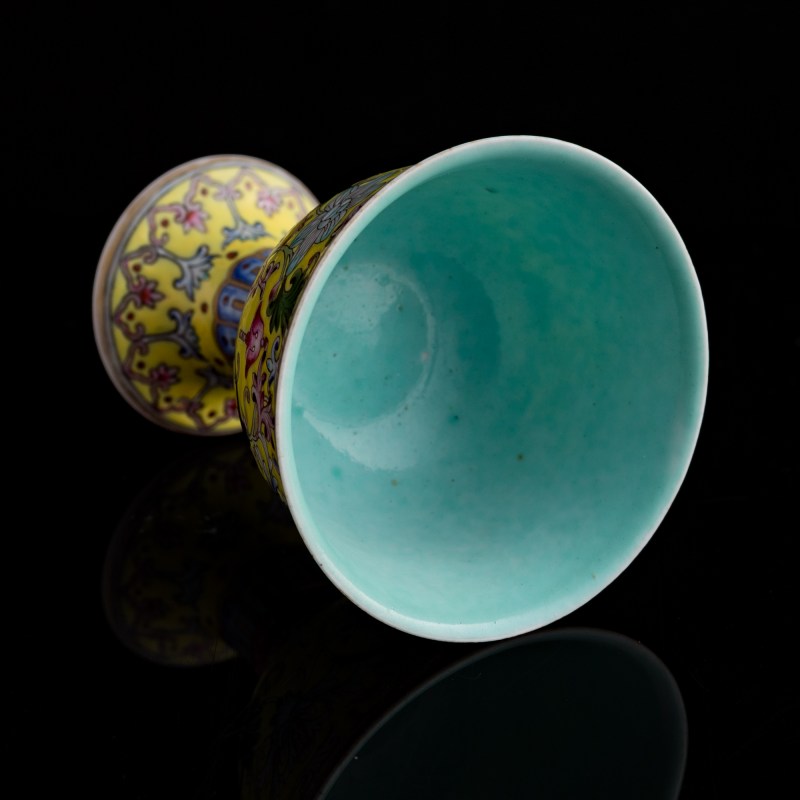 民國 黃地洋彩高足杯 | A Chinese yellow-ground yangcai stem cup, Republic period - 图6