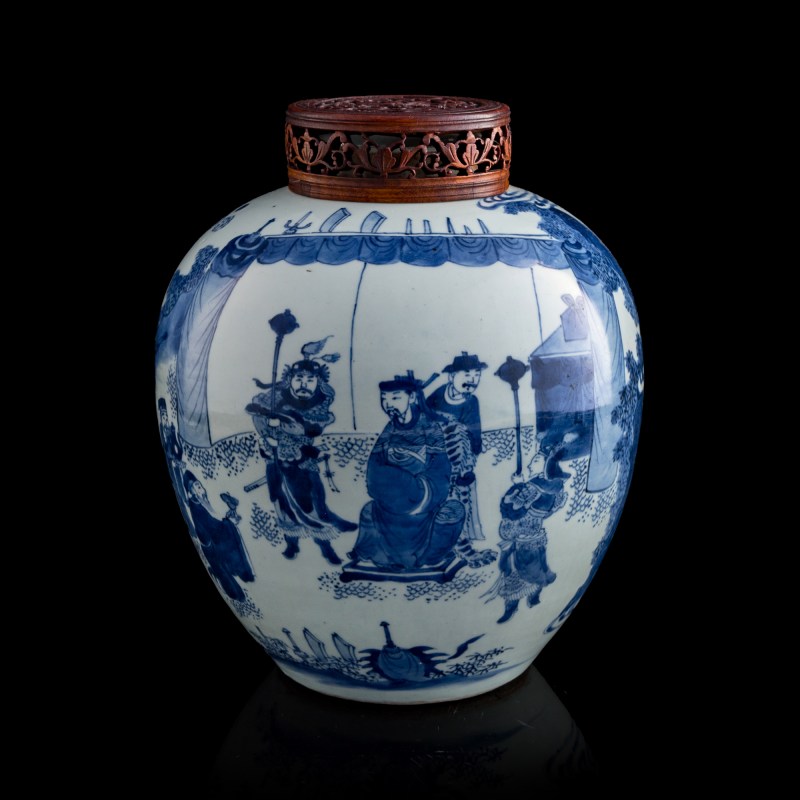 十七世紀 青花人物罐（附木蓋） | A Chinese blue and white 'figural' jar, 17th century - 图1
