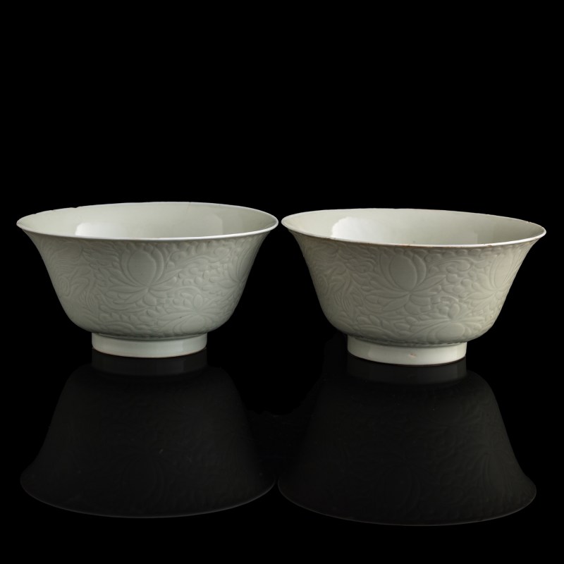 清康熙 青釉劃花碗一對 | A pair of Chinese incised celadon bowls, Kangxi period, Qing dynasty - 图3