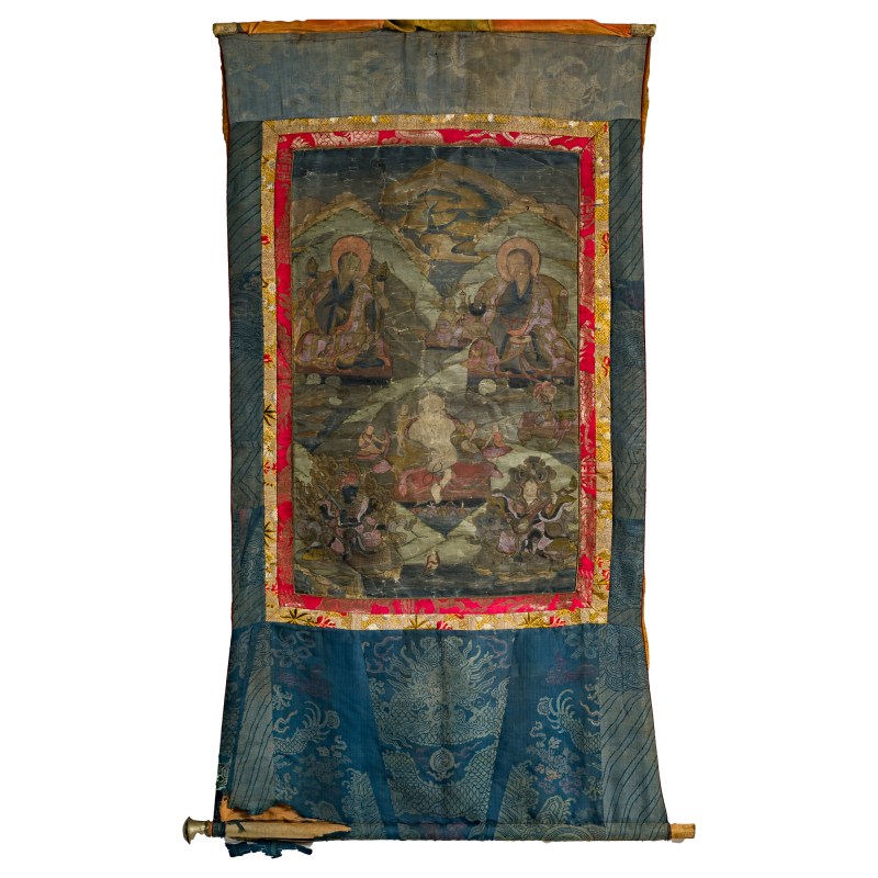 清代 毗瓦巴大成就者唐卡 | A Tibetan thangka of the mahasiddha Virupa, Qing dynasty