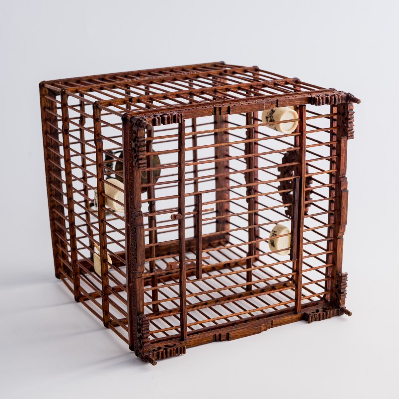 民國 竹雕方形鳥籠 | A Chinese bamboo birdcage, Republic period - 图7