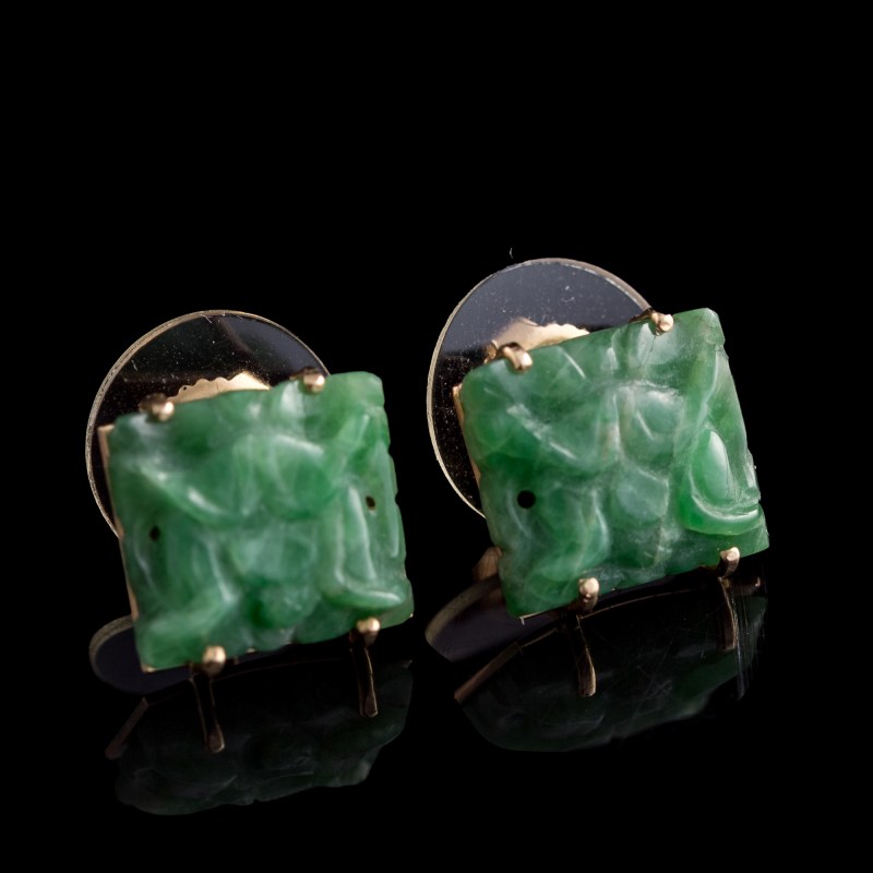 清代/民國 翡翠及歐珀耳環胸針六件 | Six Chinese jadeite and opal earrings and brooches, Qing/Republic period - 图7