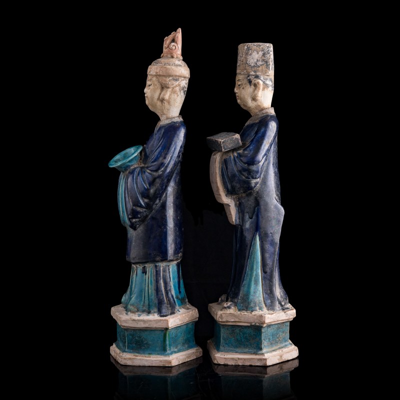明代 三彩陶俑兩尊 | Two Chinese sancai pottery figures, Ming dynasty - 图2