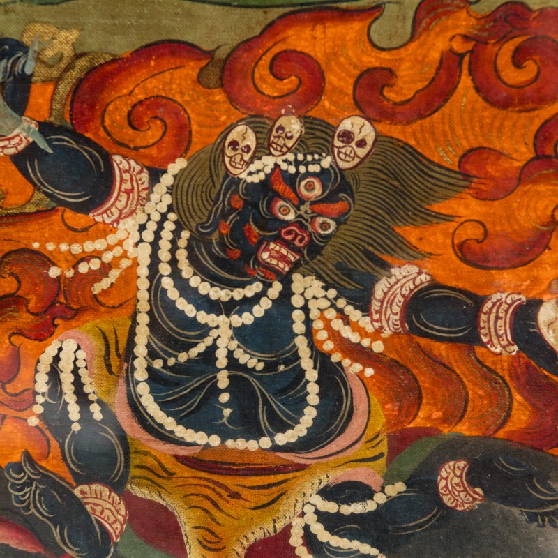 清代 六臂大黑天唐卡鏡框 | A Tibetan framed six-armed Mahakala thangka, Qing dynasty - 图3