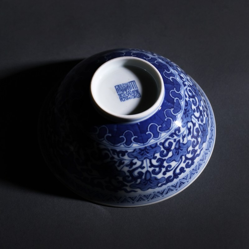 清道光 青花如意纹碗 - 图5