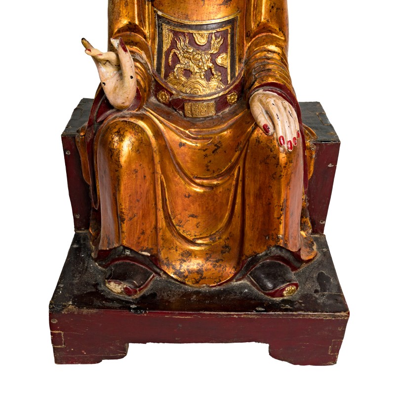 十八世紀 木雕漆金文昌坐像 | A Chinese gilt-lacquered wood seated figure of Wenchang, 18th century - 图5