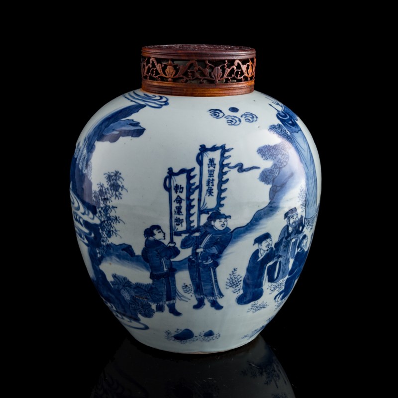 十七世紀 青花人物罐（附木蓋） | A Chinese blue and white 'figural' jar, 17th century - 图4