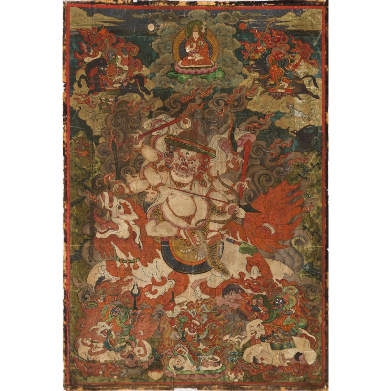 明代 白哈爾護法王唐卡 | A Tibetan Thangka, Ming dynasty