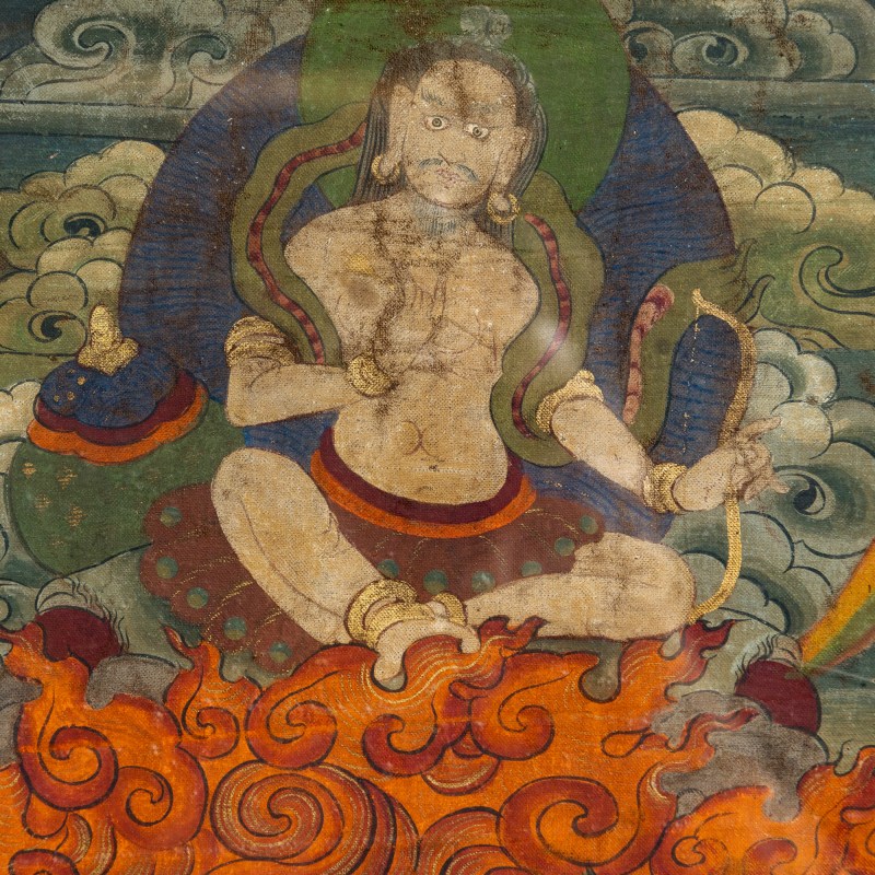 清代 六臂大黑天唐卡鏡框 | A Tibetan framed six-armed Mahakala thangka, Qing dynasty - 图4