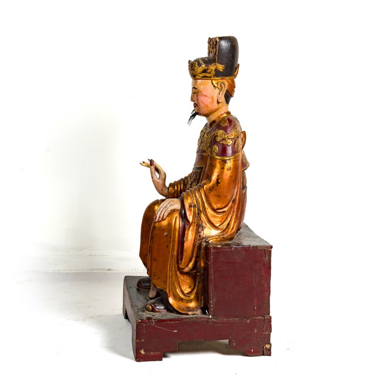 十八世紀 木雕漆金文昌坐像 | A Chinese gilt-lacquered wood seated figure of Wenchang, 18th century - 图6