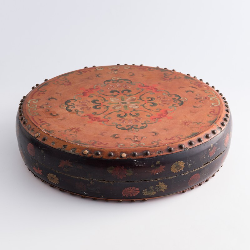 清乾隆 木胎彩繪鼓形捧盒 | A Chinese painted wood drum-form lidded box, Qianlong period, Qing dynasty - 图3