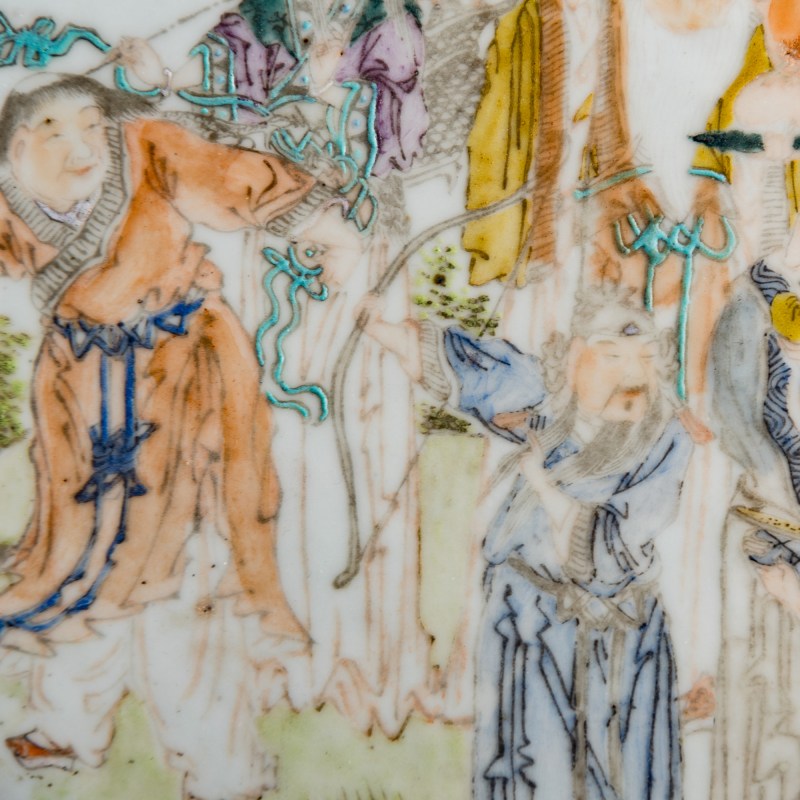 十九世紀晚 淺絳彩群仙祝壽圓板 | A Chinese Qianjiang-enameled porcelain plaque, late 19th century - 图2