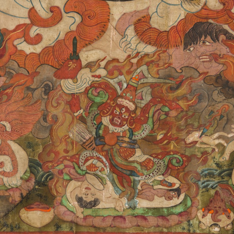 明代 白哈爾護法王唐卡 | A Tibetan Thangka, Ming dynasty - 图2